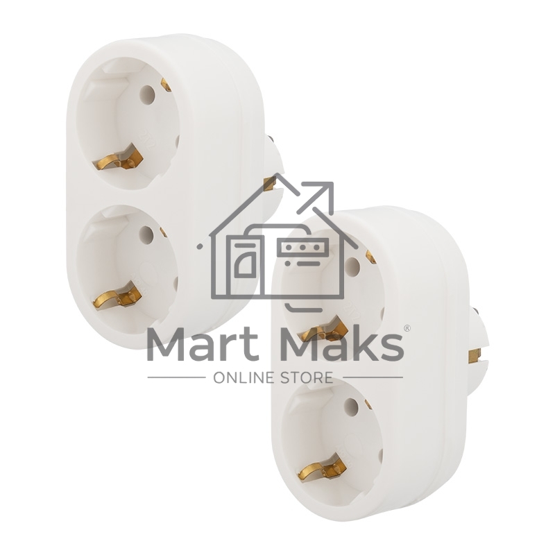 Набор двойников электрических Rexant 16 А с заземлением, белый (2 шт./уп.)