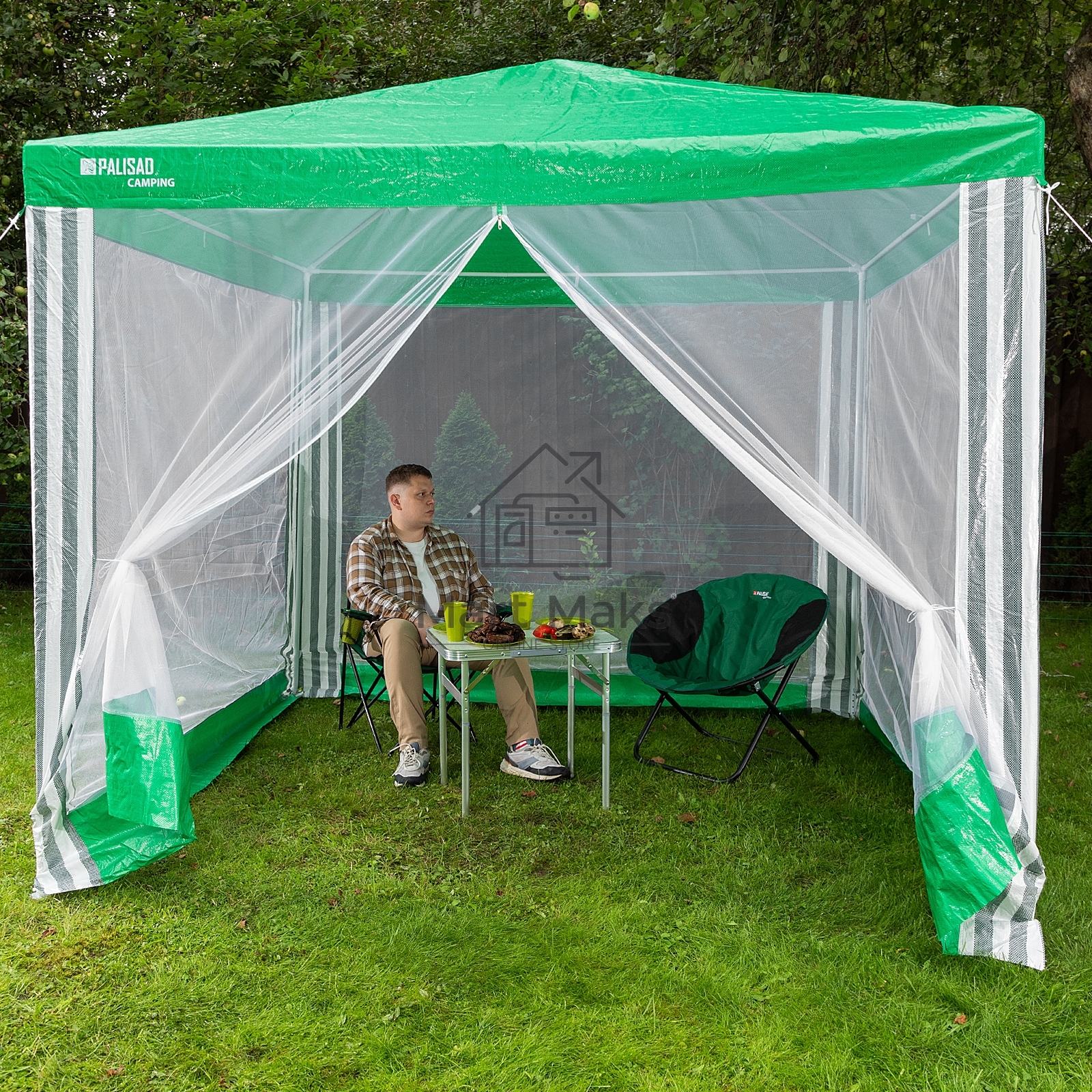 Тент садовый с москитной сеткой, 250х250/240 см, Camping Palisad