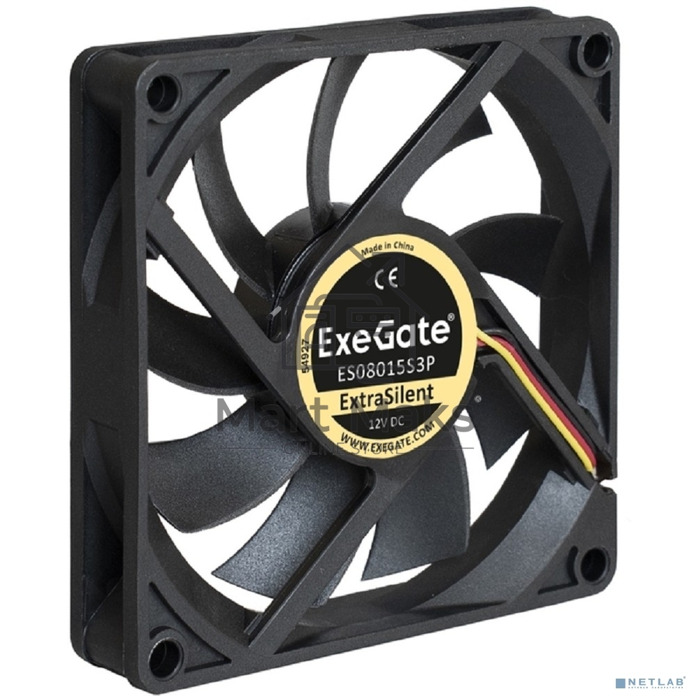 Вентилятор для корпуса ExeGate ExtraSilent ES08015S3P черный, 80 мм, 1600 об/мин, 16.5 дБ, 3 pin