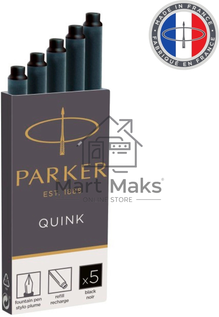 Картридж Parker Quink Z11 (CW1950382) черные чернила, для ручек перьевых (5шт)