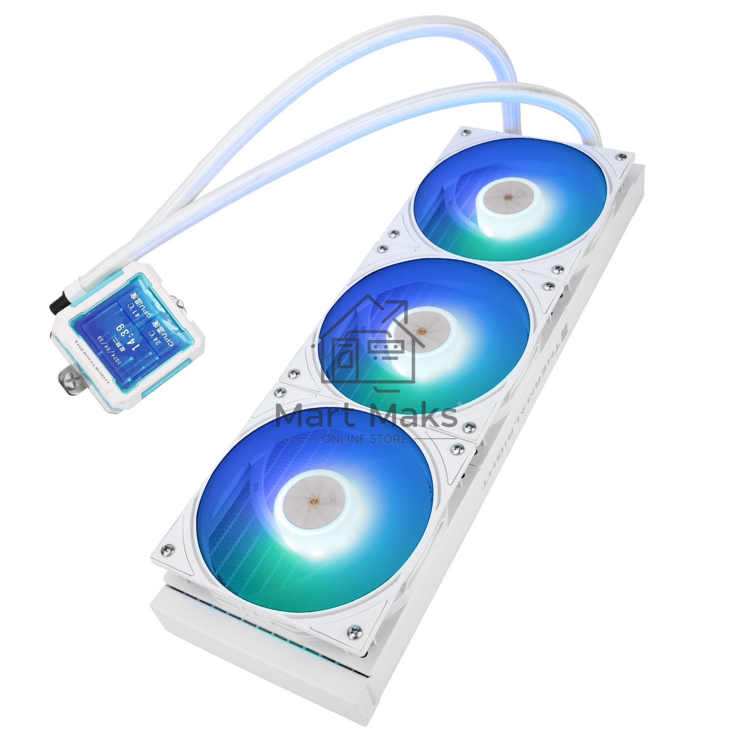 Водяное охлаждение для процессора Thermalright Frozen Warframe Pro 360 White ARGB (360mm, White, ARGB/ Fans: 3x120mm, 70.84CFM, 29.8dBA, 2000RPM/ Pump height 60mm, 23dBA, 3000RPM, Rad thickness 27mm/ S: 1200, 1700, 1851, 2011, 2066, 115X, AM4, AM5)