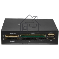 Кард-ридер Gembird FDI2-ALLIN1-02-B/черный/SD/T-Flash/Micro-SD/Micro-SDHC/Micro-SDXC/USB 2.0/метал