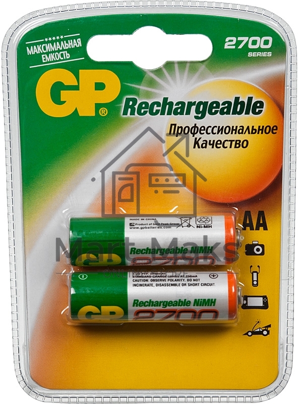 Аккумулятор GP Rechargeable NiMH 270AAHC 2700mAh AA (2шт. уп) (GP 270AAHC-2DECRC2)