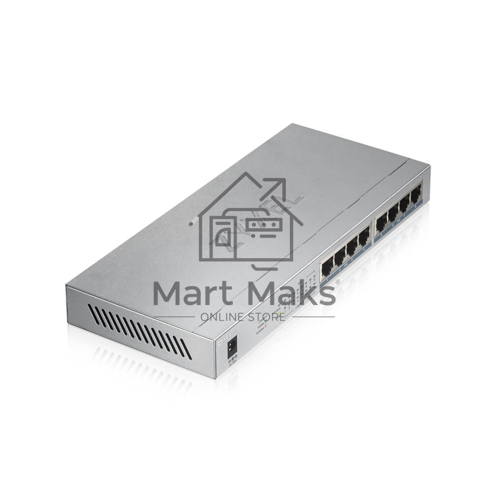 Коммутатор Zyxel GS1008HP Switch PoE +, 8xGE PoE +, tabletop, metal, silent, budget PoE 60 W