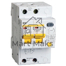 Выключатель автоматический дифференциального тока 2п C 10А 30мА тип AC 4.5кА АД-12 IEK MAD10-2-010-C-030