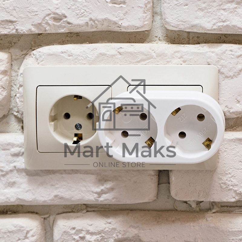 Набор двойников электрических Rexant 16 А с заземлением, белый (2 шт./уп.)