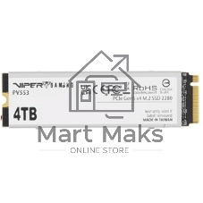 Накопитель SSD Patriot PV553, 4Tb, PCIe 5.0 x4, M.2 2280, NVMe, R/W 12400/11800, с активным охлаждением