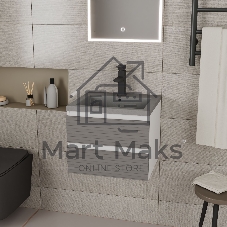 Тумба под раковину Bau Stil Loft grey brushed, раковина кварцевая BAU Stil 50, серый металлик