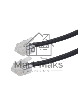 Кабель телефонный аппарат-розетка Cablexpert TC6P4C-5M-BK, 5 м черный