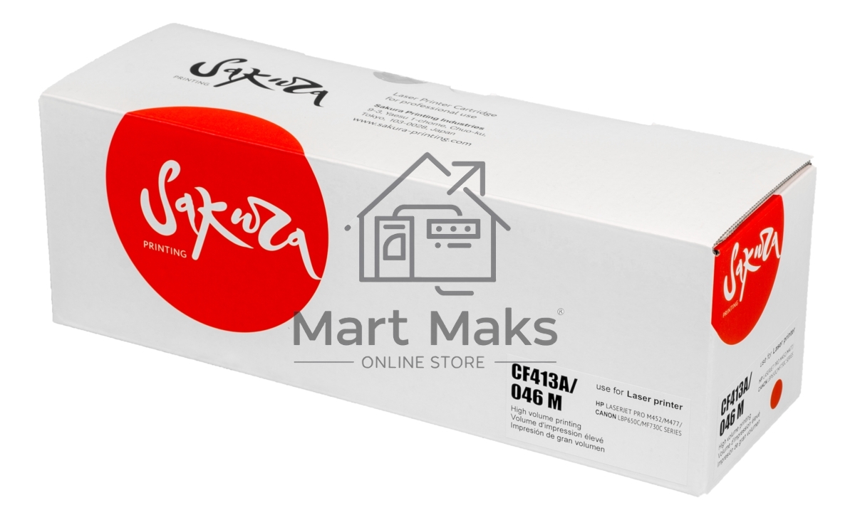 Картридж Sakura CF413A/046M для HP и Canon, пурпурный, 2300 к.
