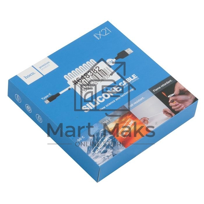 Кабель USB HOCO X21 Silicone для Type-C, 2.0А, 3.0A, длина 1.0м, белый