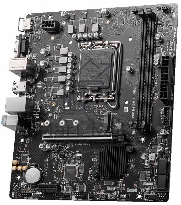 Материнская плата MSI PRO H610M-E DDR4, LGA 1700, Intel H610, 2xDDR4, 4xSATA, 1xM.2, 1xPCIe 4.0 x16, 1xPCIe 4.0 x1, 1xHDMI, 1xVGA, 1xRJ45 1Gb, 2xUSB-A 3.2 Gen 1, 4xUSB-A 2.0, 3x3.5мм, 7.1, mATX