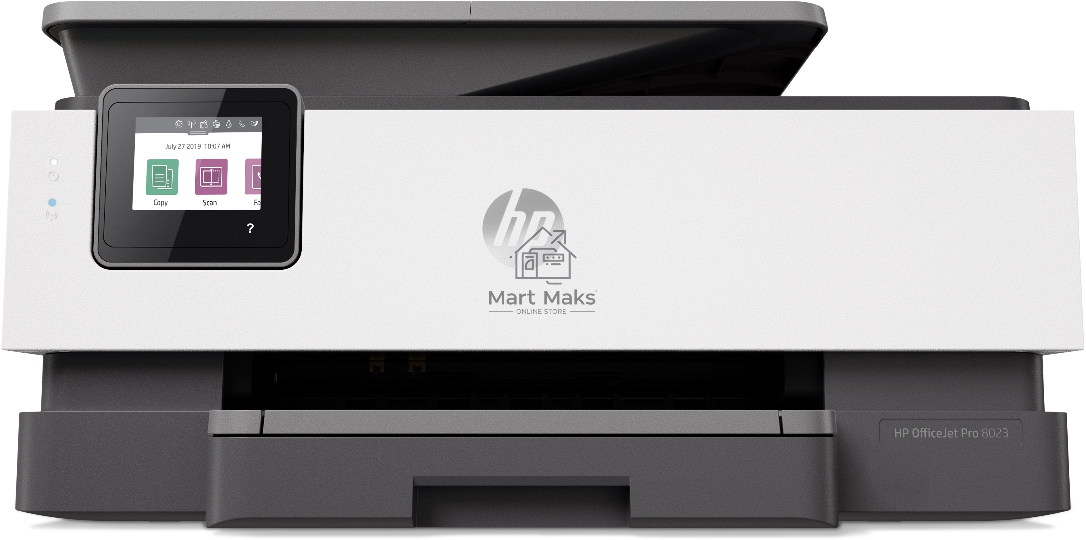 МФУ струйный HP OfficeJet 8023 (1KR64B), A4, цвтной, печ. до 20 стр/мин. (ч/б), до 10 стр/мин. (цвет), скан. до 8 стр/мин. (ч/б) 3.5 стр/мин. (цвет), 1200 x 1200 dpi, USB, RJ-45, Wi-Fi, Air Print