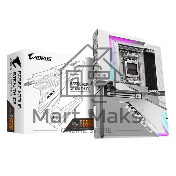Материнская плата Gigabyte B650E AORUS STEALTH ICE, AM5, AMD B650E, 4xDDR5, 4xSATA, 3xM.2, 1xPCI-E 5.0 x16, 1xHDMI, 1xUSB 4 Type-C, 2xUSB-A 3.2 Gen 2, 5xUSB-A 3.2 Gen 1, 4xUSB-A 2.0, 1x 2.5Gb LAN, 3x3.5 мм, 7.1, ATX