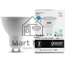 Лампа светодиодная Gauss Elementary MR16 7Вт цок.: GU10 спот 220B 4100K св. свеч. бел. нейт. MR16 (упак.: 10 шт) (13627)