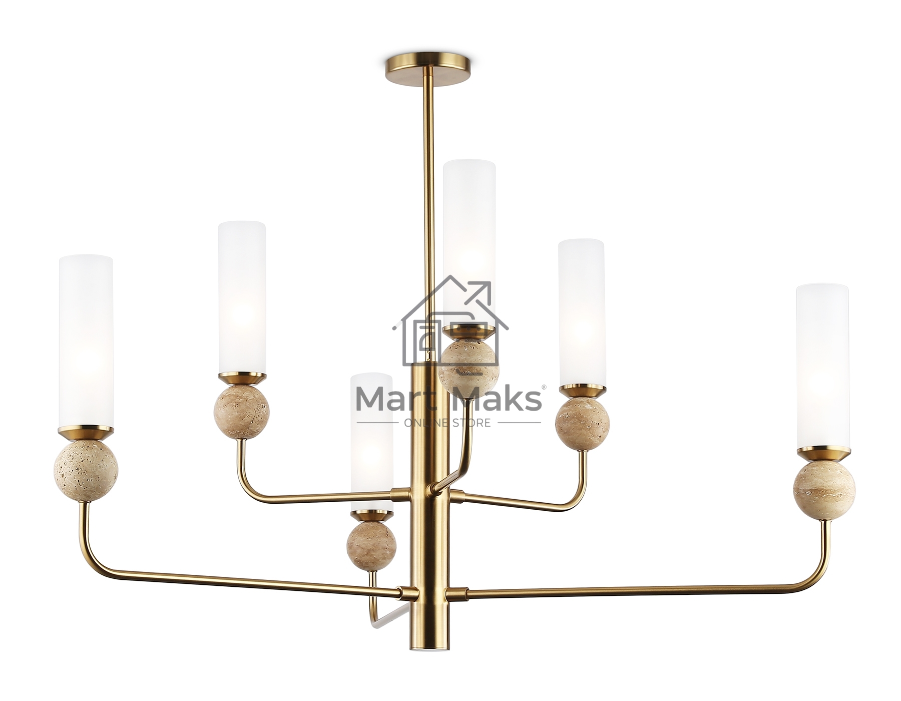 Люстра Ambrella light LH53251/6 BS/FR латунь/белый матовый E14*6 max 40W D1050*1445