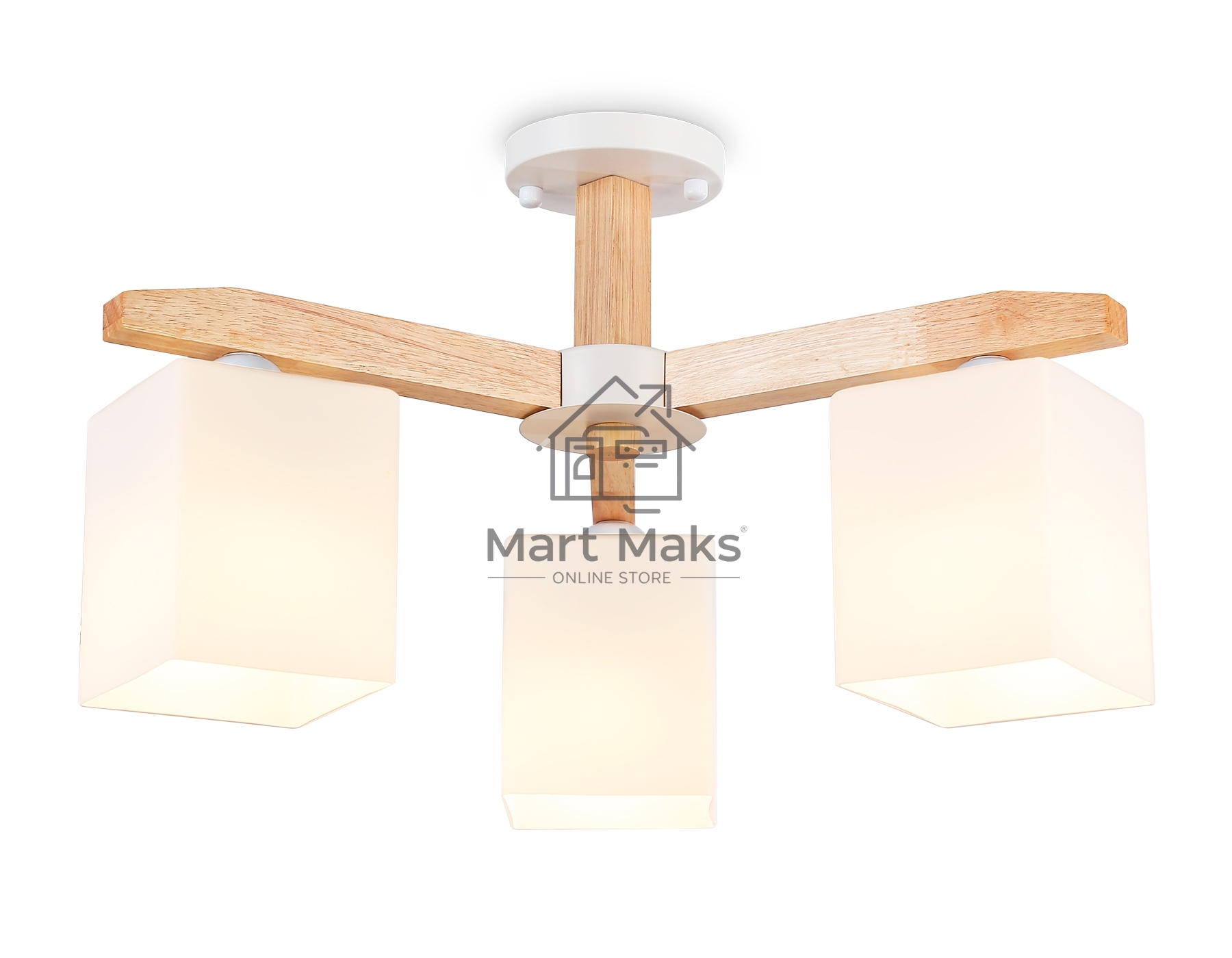 Светильник Ambrella light TR83115/3 WH/LW белый/светлое дерево E27/3 max 40W D580*320