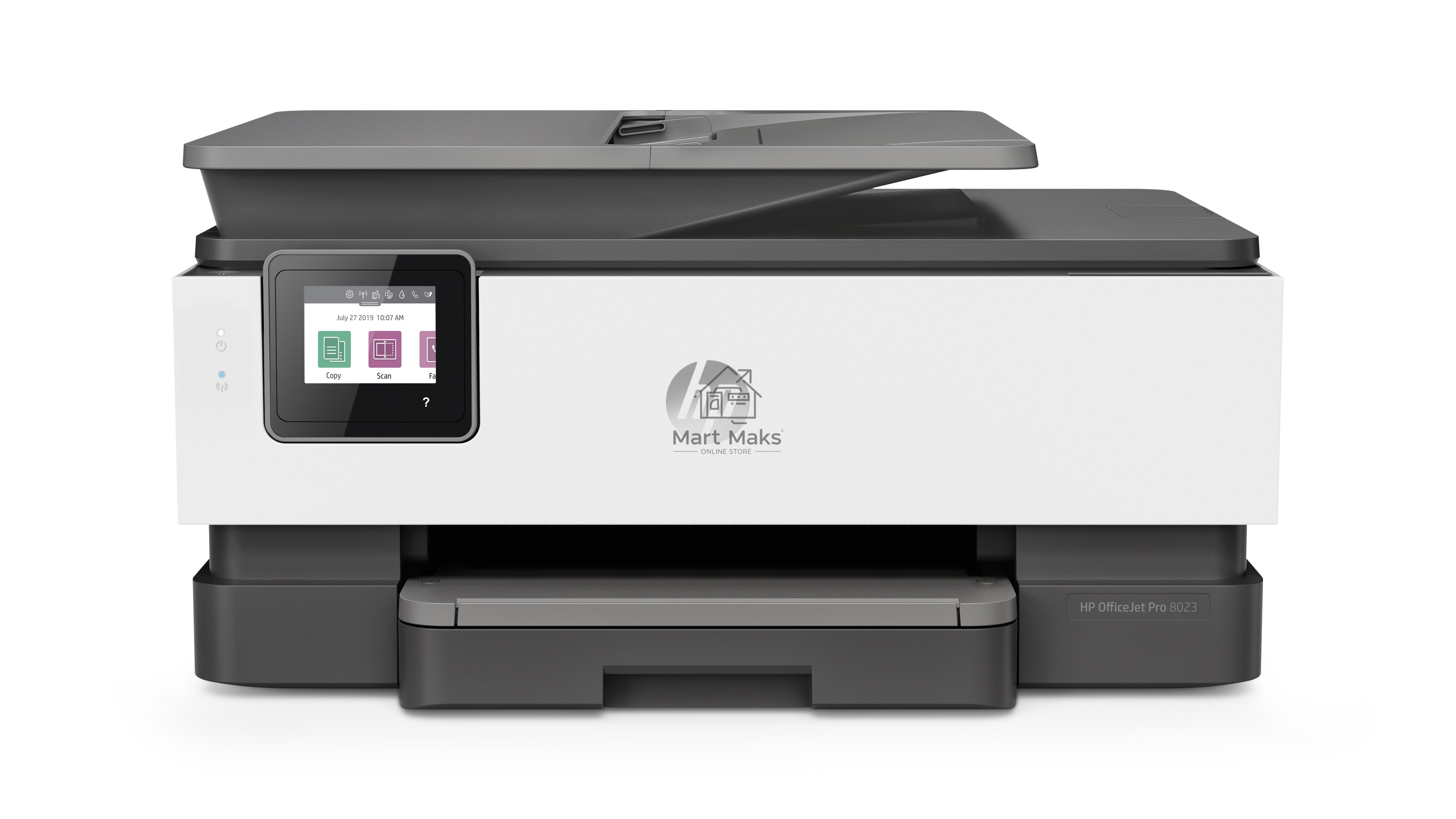 МФУ струйный HP OfficeJet 8023 (1KR64B), A4, цвтной, печ. до 20 стр/мин. (ч/б), до 10 стр/мин. (цвет), скан. до 8 стр/мин. (ч/б) 3.5 стр/мин. (цвет), 1200 x 1200 dpi, USB, RJ-45, Wi-Fi, Air Print