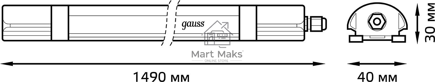 Светильник светодиодный Gauss 45Вт 4000К IP65 линейный матовый 1/30