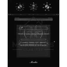 Встраиваемый духовой шкаф Monsher MOE 4563 Noir, электрический, High-Tech, объем 50 л, конвекция, гриль, 3 стекла в дверце, съемные стекла, съемная дверца, телескопические направляющие, черный