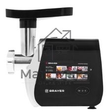 Мясорубка электрическая BRAYER BR1608 черный, 2000 Вт, 2.0 кг/мин, реверс, насадки - 8