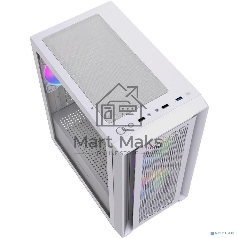 Корпус Powercase Mistral SM04 ARGB, Tempered Glass, Front Nylon Filter, 3x120mm ARGB PWM fans, белый, mATX (CMMSM04W-A3)