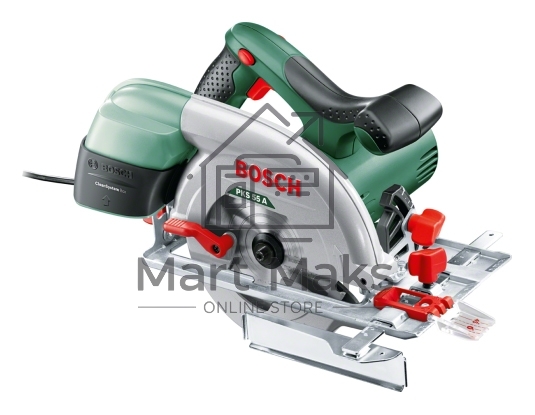 Дисковая пила Bosch PKS 55 А, 1200 Вт зеленый/черный