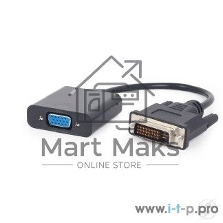Переходник DVI-D-VGA Cablexpert A-DVID-VGAF-01, 25M/15F, длина кабеля 0,2м, черный, пакет