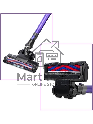Пылесос вертикальный Kitfort КТ-5103 синий/серый, питание от аккумулятора, 60 Вт, уборка сухая, пылесборник 0.45 л, работа от АКБ max 30 мин.