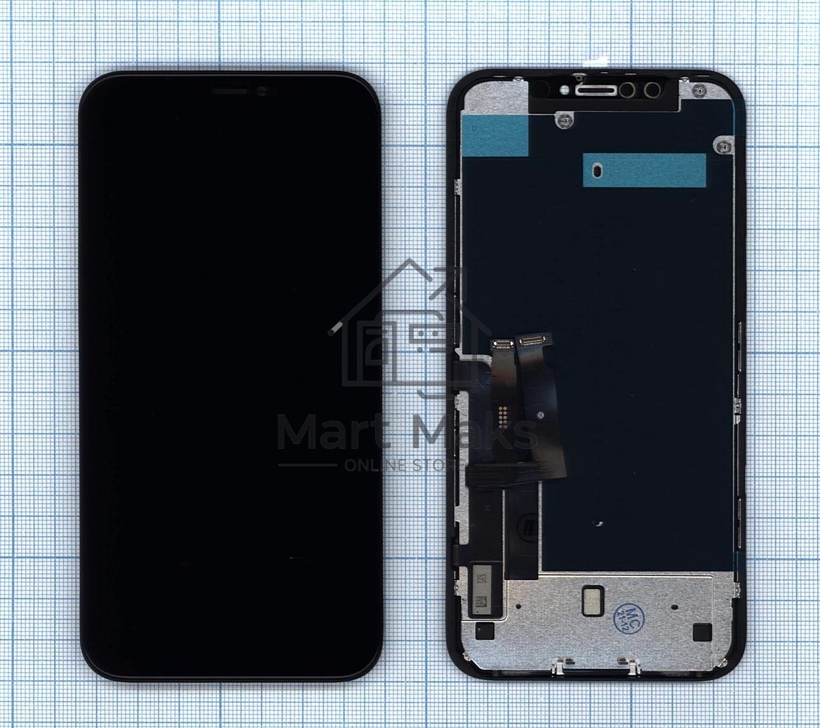 Дисплей для Apple iPhone XR в сборе с тачскрином и рамкой (AAA TFT), черный