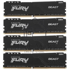 Оперативная память Kingston Fury Beast, DDR4, 128GB (4x32 GB), 3200 MHz, CL16, DIMM, с радиатором, черный