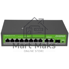 Коммутатор Digma DSP208G-2G-1S-T120 (L2), 10×1 Гбит/с, неуправляемый