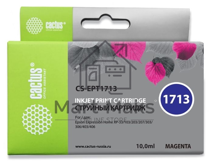Картридж струйный Cactus CS-EPT1713 17XL пурпурный (10 мл) для Epson XP-33/103/203/207/303/306/403/406