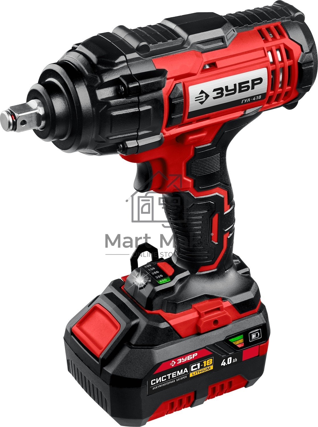 Гайковерт ЗУБР 18В, 1 АКБ (4Ач), в кейсе, ударный. ГУЛ-410-41