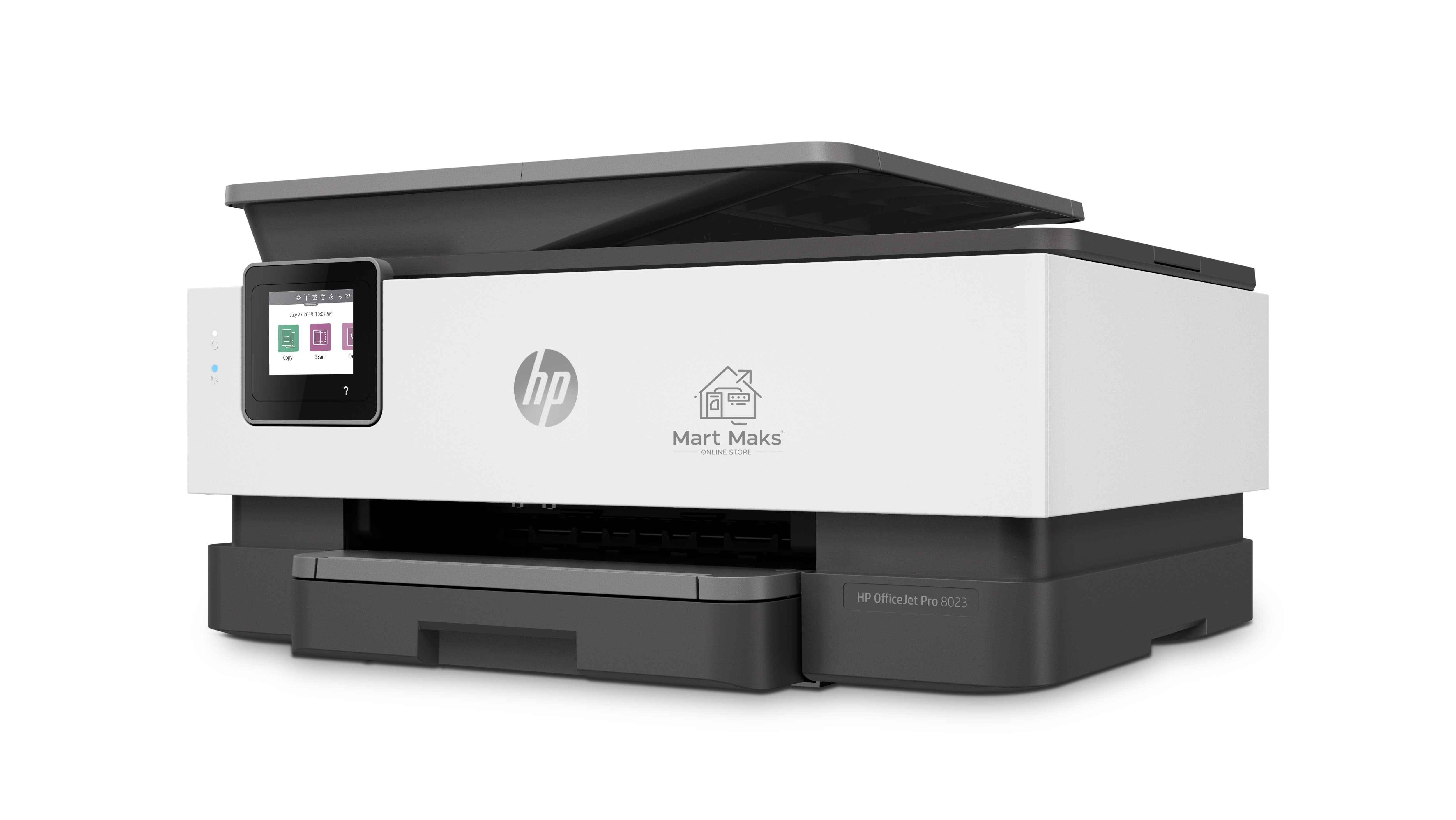 МФУ струйный HP OfficeJet 8023 (1KR64B), A4, цвтной, печ. до 20 стр/мин. (ч/б), до 10 стр/мин. (цвет), скан. до 8 стр/мин. (ч/б) 3.5 стр/мин. (цвет), 1200 x 1200 dpi, USB, RJ-45, Wi-Fi, Air Print