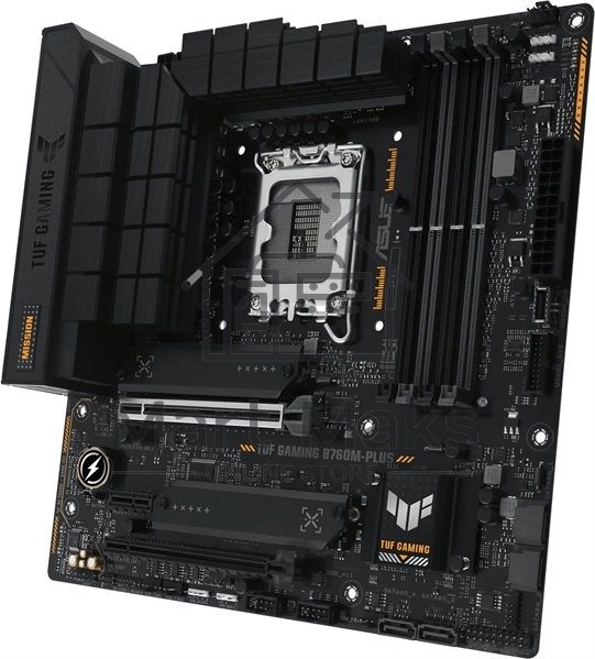 Материнская плата ASUS TUF GAMING B760M-PLUS WIFI, LGA 1700, Intel B760, 4xDDR5, 4xSATA, 2xM.2, 1xPCI-E 5.0 x16, 1xPCI-E 4.0 x4, 3xUSB-A 3.2 Gen 1, 2xUSB-A 3.2 Gen 2, 2xUSB 2.0, 1xUSB-C 3.2 Gen 2x2, 1x2.5Gb LAN, 5x3.5 мм, 7.1, Wi-Fi 6, Bluetooth 5.2, Micr