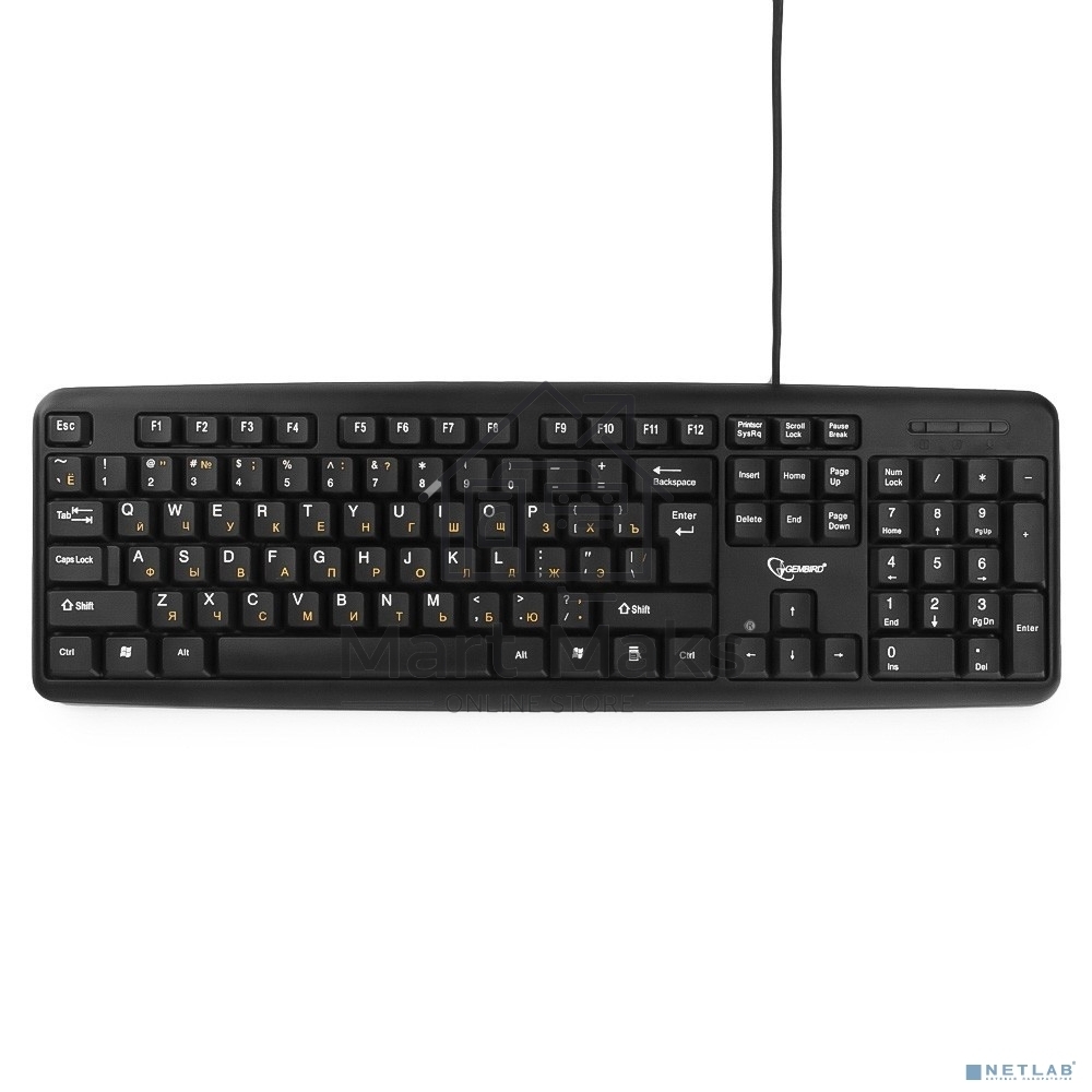 Клавиатура Gembird KB-8320U-Ru_Lat-BL, черный, USB, кнопка переключения RU/LAT,104 клавиши