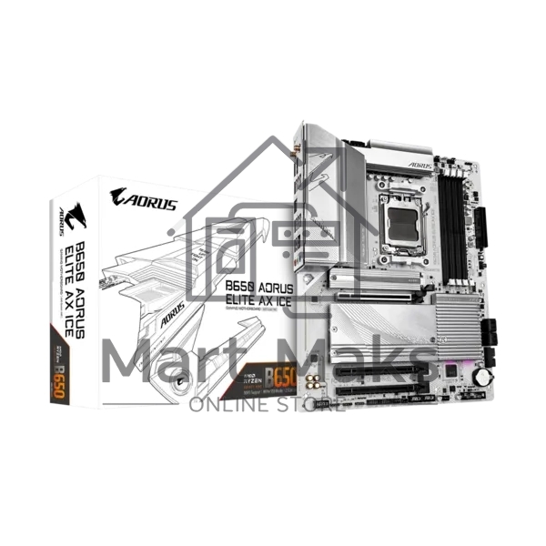 Материнская плата GIGABYTE B650 AORUS ELITE AX ICE, AM5, AMD B650, 4xDDR5, 4xSATA, 3xM.2, 1xPCI-E 4.0 x16, 1xHDMI, 1xDP, 1xUSB-C 3.2 Gen 2, 5xUSB-A 3.2 Gen 1, 2xUSB-A 3.2 Gen 2, 4xUSB-A 2.0, 1x 2.5Gb LAN, 3x3.5 мм, 7.1, ATX