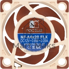 Кулер для корпуса Case Cooler Noctua NF-A4x20 FLX (40x40x20mm, 3-pin, 5.53CFM, 14.9dBA, 5000RPM, Beige/Brown)