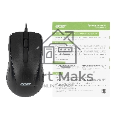 Мышь проводная Acer OMW136 черный, 1200 dpi, USB, кнопки - 3