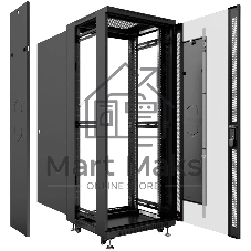 Шкаф телекоммуникационный напольный Cabeus, IP20, 18U, 988х600х600 мм (ВхШхГ), дверь: стекло, боковая панель: сплошная, разборный, черный
