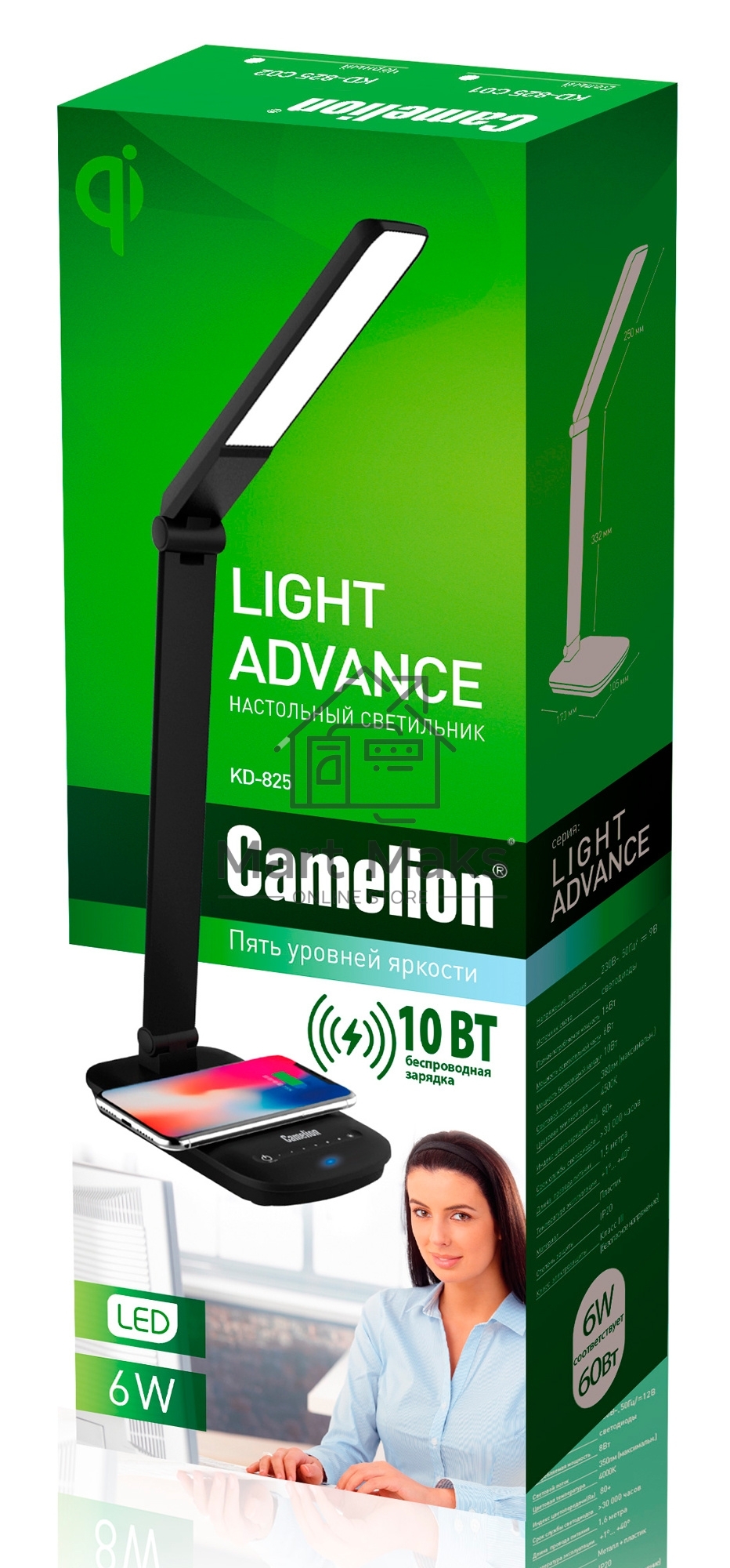 Светильник Camelion KD-825 C02 (14162) настольный на основание черный 16Вт