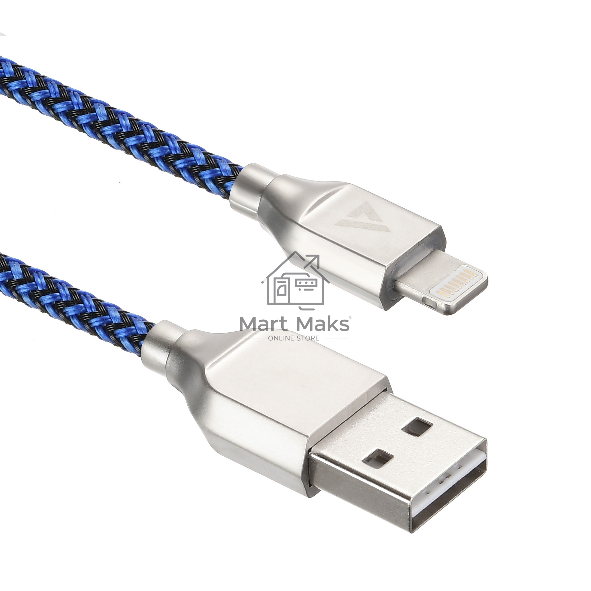 Кабель USB ACD-Titan Lightning ~ USB-A Нейлон, 1м, сине-черный (ACD-U927-P5L)