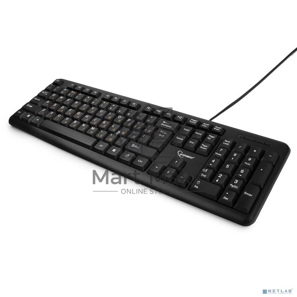 Клавиатура Gembird KB-8320U-Ru_Lat-BL, черный, USB, кнопка переключения RU/LAT,104 клавиши