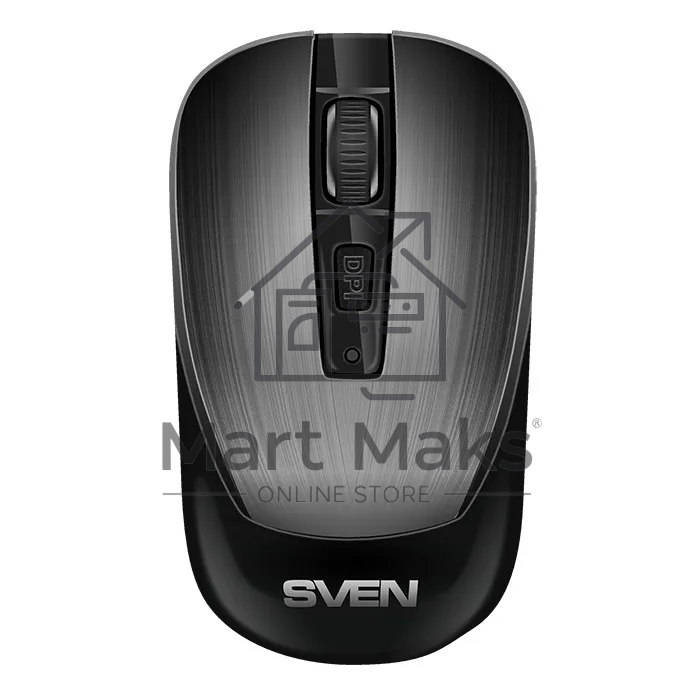 Мышь беспроводная SVEN RX-380W серый металлик, 1600 dpi, радиоканал, USB, кнопки - 4