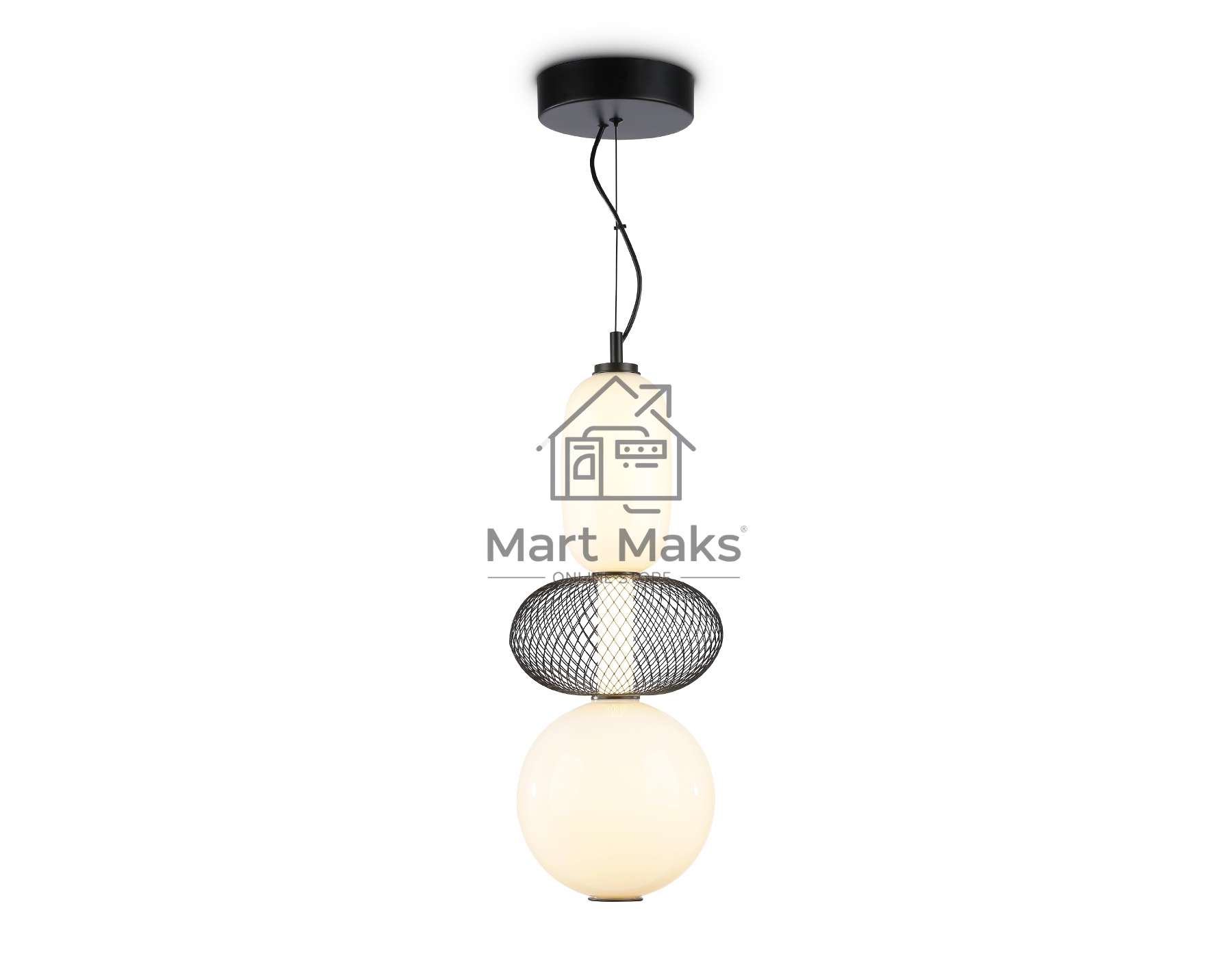Подвесной светодиодный светильник Ambrella light LH11008 BK/FR черный/белый матовый 24W 3000K D220*570