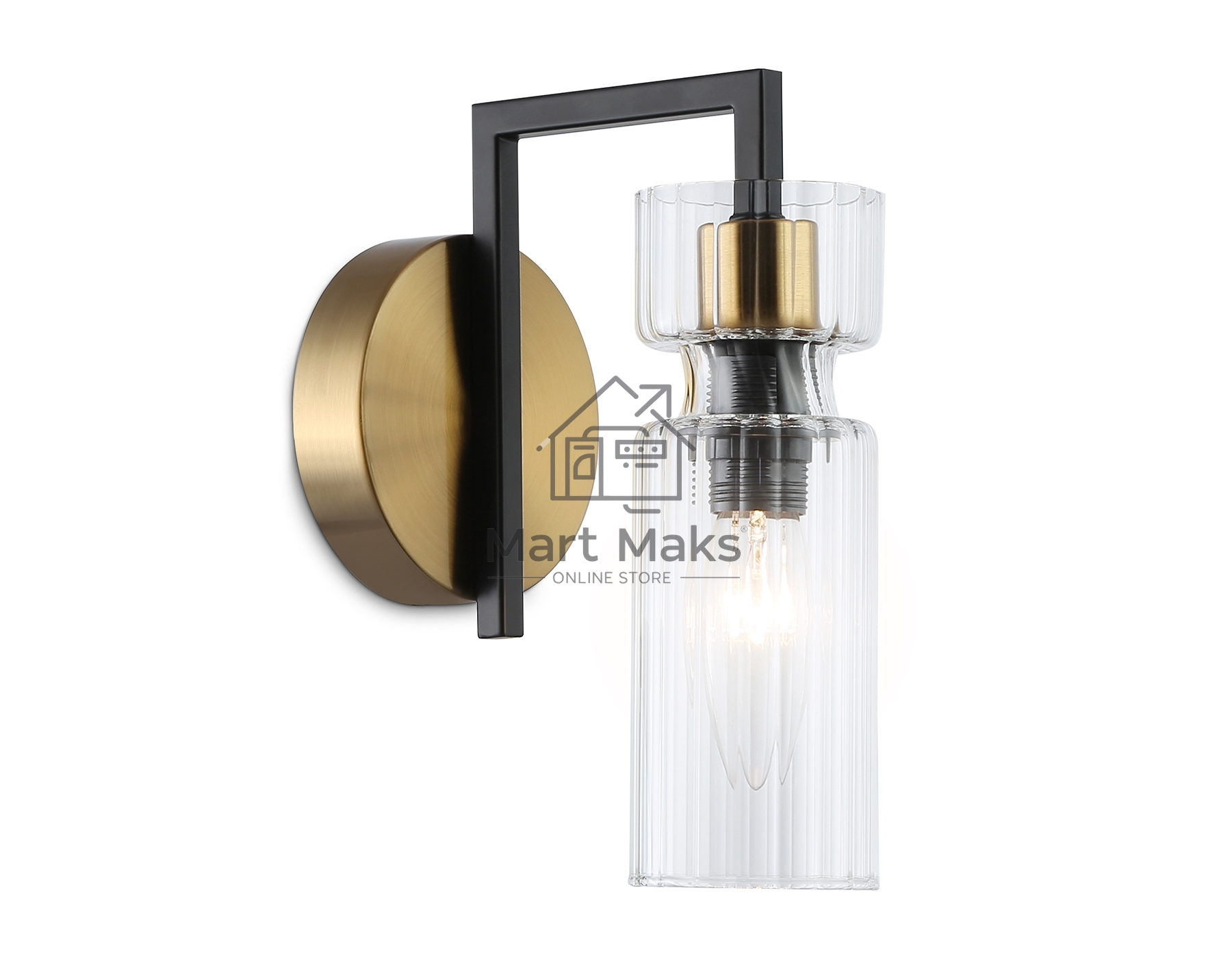 Настенный светильник Ambrella light LH56119 BK/BS/CL черный/латунь/прозрачный E14 max 40W 150*100*210