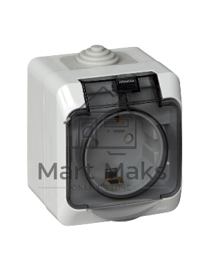 Розетка с заземлением со шторками 16А 250B, СЕРЫЙ, Россия ЭТЮД IP44 O/У