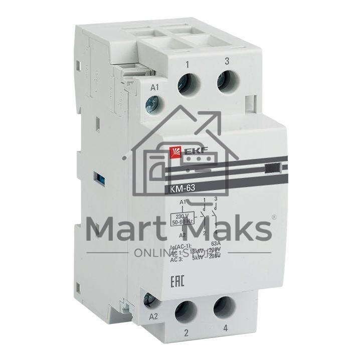 Контактор модульный EKF km-2-63-20 КМ 63А 2NO (2 мод.) PROxima