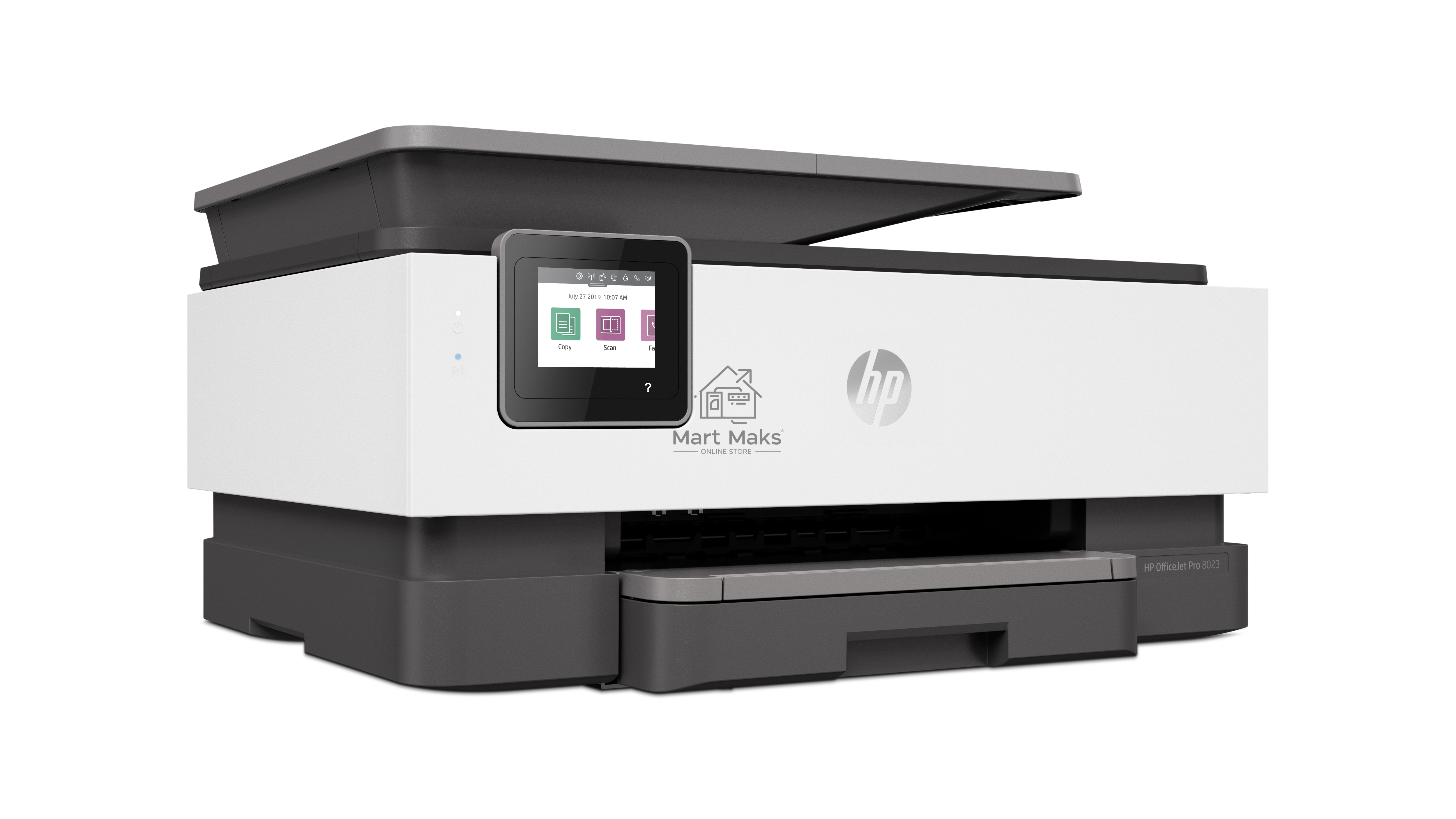 МФУ струйный HP OfficeJet 8023 (1KR64B), A4, цвтной, печ. до 20 стр/мин. (ч/б), до 10 стр/мин. (цвет), скан. до 8 стр/мин. (ч/б) 3.5 стр/мин. (цвет), 1200 x 1200 dpi, USB, RJ-45, Wi-Fi, Air Print